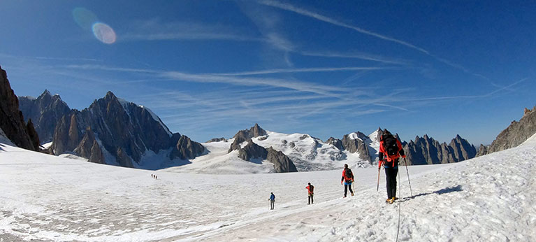 mountaineering group in the mont blanc massif